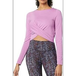 Susana Monaco Designer Wrap Cropped Long Sleeve Stunning Shirt In Blush Pink